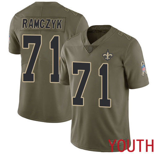 New Orleans Saints Limited Olive Youth Ryan Ramczyk Jersey NFL Football #71 2017 Salute to Service Jersey
